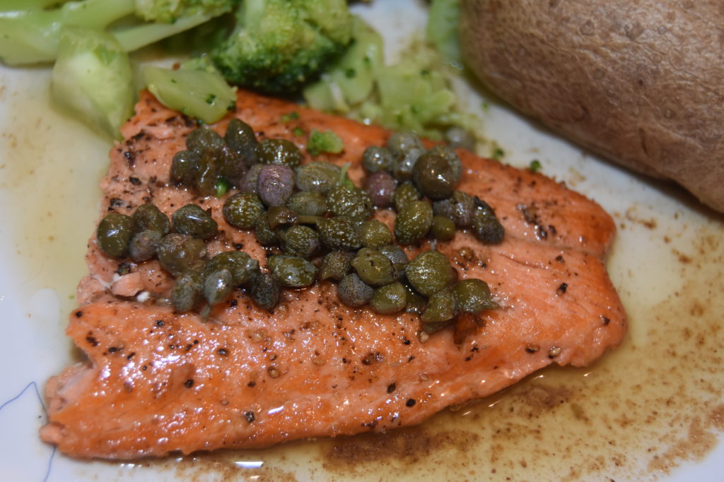 Brined Flower Buds – Salmon with Brown Butter Caper Sauce | Why Go Out ...